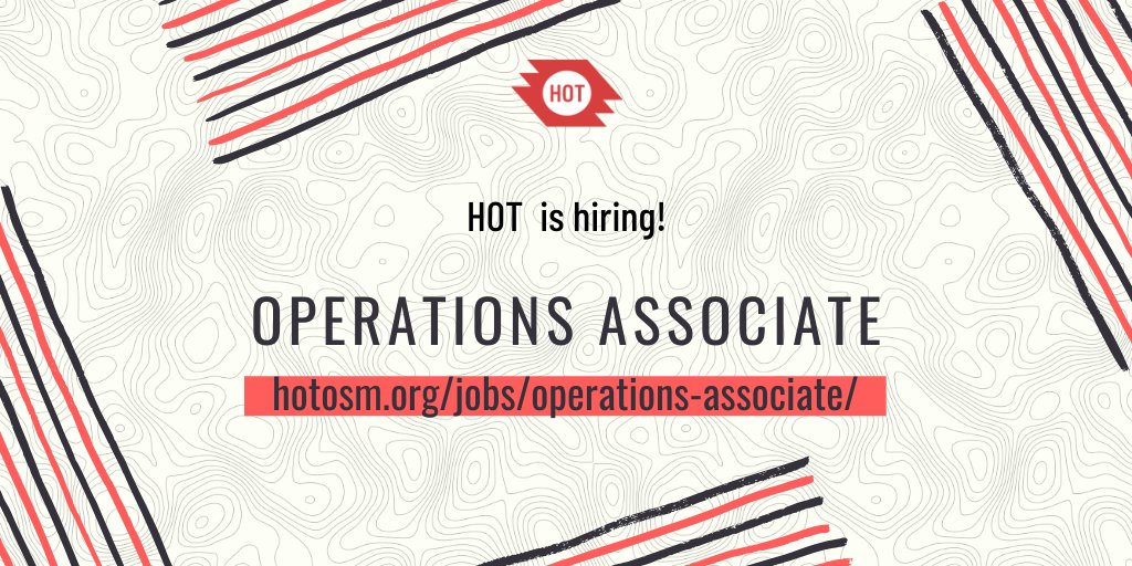 hotosm's tweet photo. HOT is looking for an Operations Associate with experience in international development &amp; humanitarian action. You will support the the Global Operations Manager on a broad range of tasks. Apply by 20 April https://t.co/VOcfLjB5EV https://t.co/1g56p4GqLK