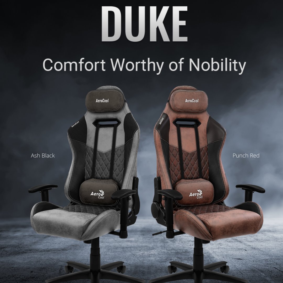 🌀 Silla gaming Duke 
Para los jugadores más exigentes
• Tecnología AeroSuede: tejidos suaves y transpirable
• Diseño ergonómico con acolchado de alta calidad
• Cojines cervical y lumbar ajustables
• Disponible en 4 colores
aerocool.es/producto/duke-…
#gamer #gaming