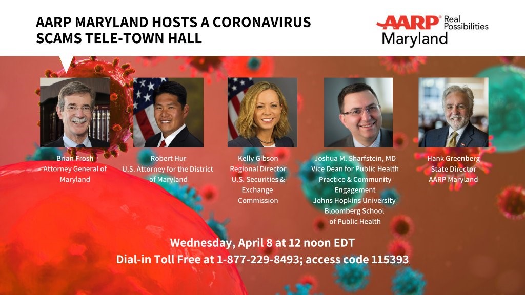 SEC Philly Director Kelly Gibson will be joining @AARPMD and @USAO_MD on a tele-town hall at noon on Apr 8 to help older Americans avoid scammers that try to take your money by preying on #COVID19 fears. Please share the call info with anyone that could be at risk.