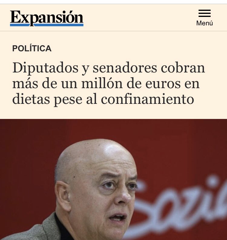 Esto sí que es una vergüenza.
3,2 millones de autónomos confinados sin facturar, pero tributando. 302.265 desempleados.
Un pueblo muy por encima de sus políticos. Por todo ello no nos dejemos utilizar para que lo politicen todo, no hay ni uno decente.
Un ERTE para sus señorías YA