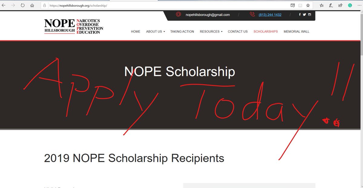 HillsboroughNTF's tweet photo. Let every @HillsboroughSch senior student know about the four scholarships being awarded next month. One from The Michael Valdes Foundation funded by the family of @cathy_valdes and three from our NOPE Chapter. The deadline has been extended to 4/30/20. https://t.co/1RruxZ1wed https://t.co/LILQyF98cK