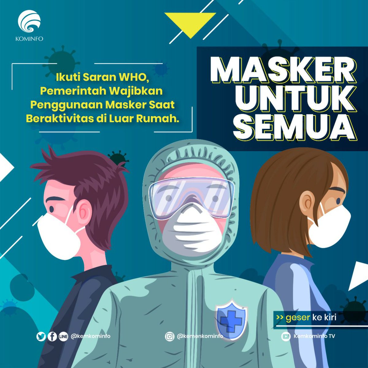 Poster Gambar Orang Pakai Masker Mulut Kartun Ideku Unik