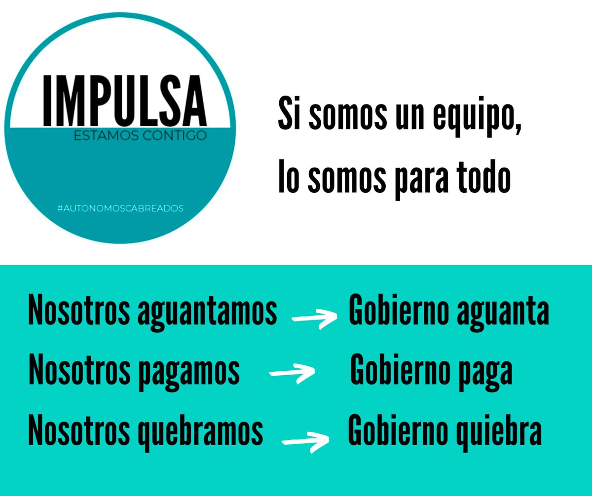 Impulsapartido's tweet photo. Si somos un equipo... porque el gobierno no está tratándonos con igualdad?
#autonomoscabreados #autonomos #impulsaautonomos #vamosaportodas #seacaboesperar #autonomosalpoder https://t.co/8RDGmyFTyM