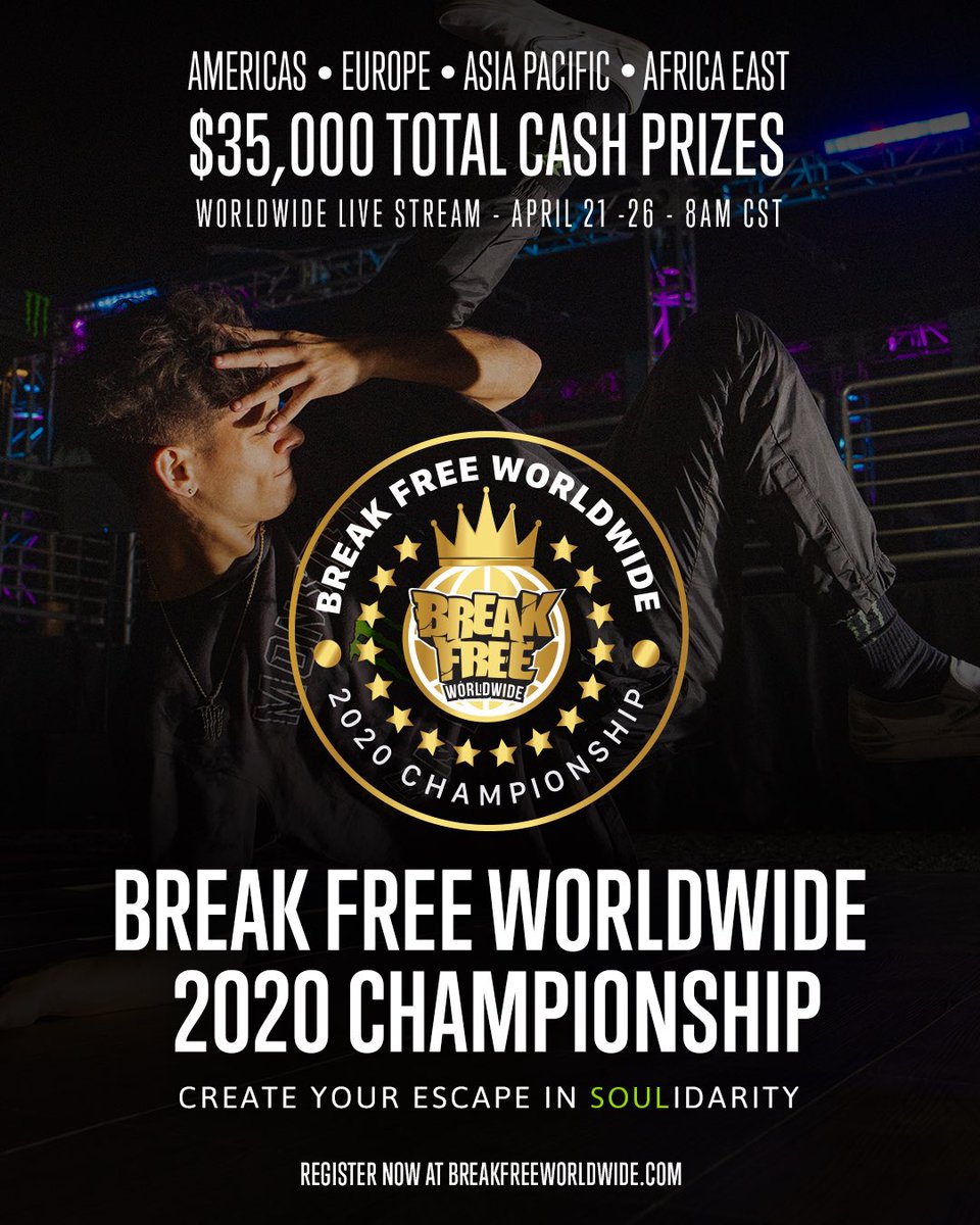 BboyMoy's tweet photo. Get ready! The biggest online Breaking Comp ever! $35K cash! #Soulidarity2020 #iBreakFree #BreakFreeWorldwide #CreateYourEscape @breakfreeww https://t.co/auDqgXruk3