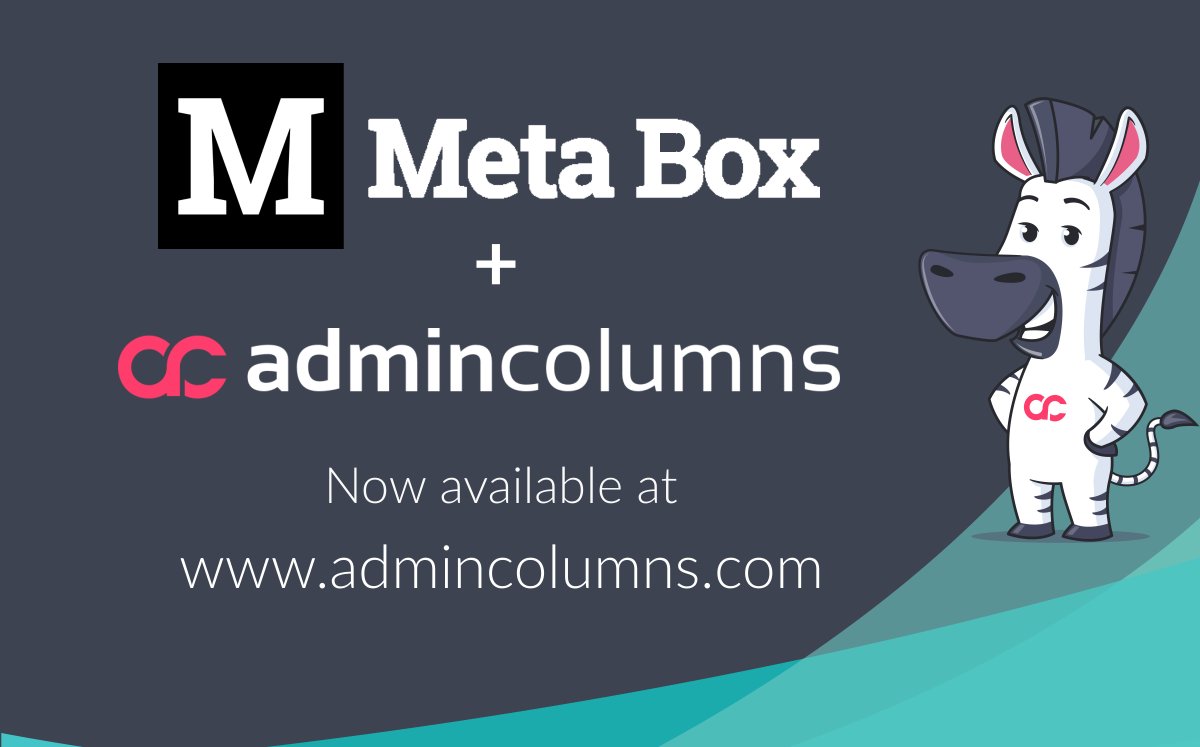 admincolumns's tweet image. Admin Columns Pro now supports the popular Meta Box custom field plugin. Customize the WordPress list tables for any post type with Meta Box. Then add the power of Admin Columns, and data becomes very easy manageable! Check out more! admincolumns.com/integration-me…
