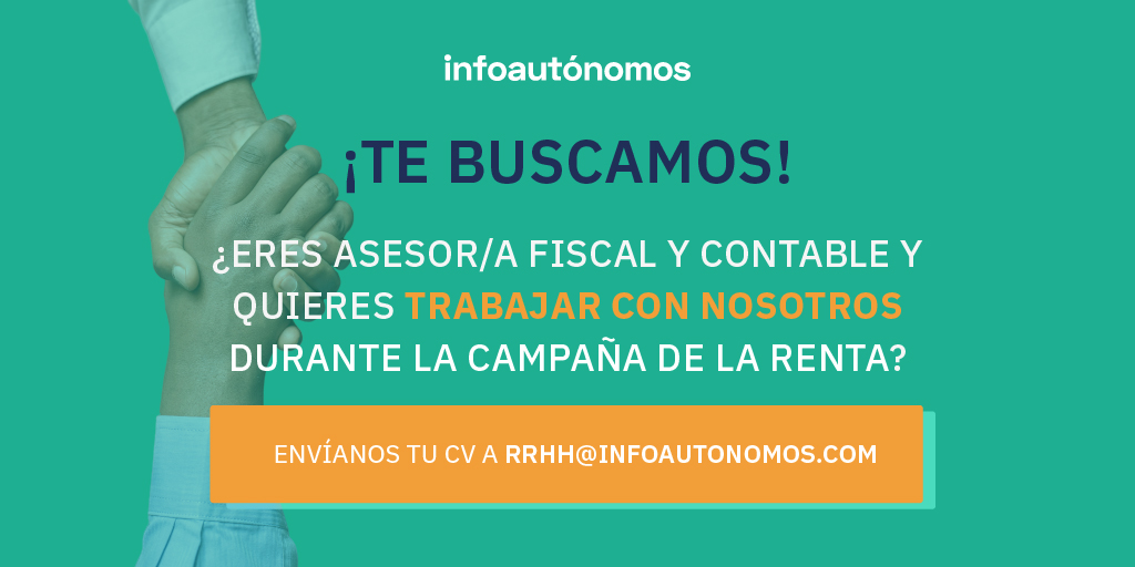 infoautonomos's tweet photo. 🤝 BUSCAMOS ASESOR/A FISCAL 🤝

📌 Necesitamos incorporar un asesor/a al departamento de Asesoría fiscal de Infoautónomos para dar apoyo en la campaña de rentas.

Envía tu CV a rrhh@infoautonomos.com y contactaremos contigo a la mayor brevedad posible. https://t.co/necTyXRSx4