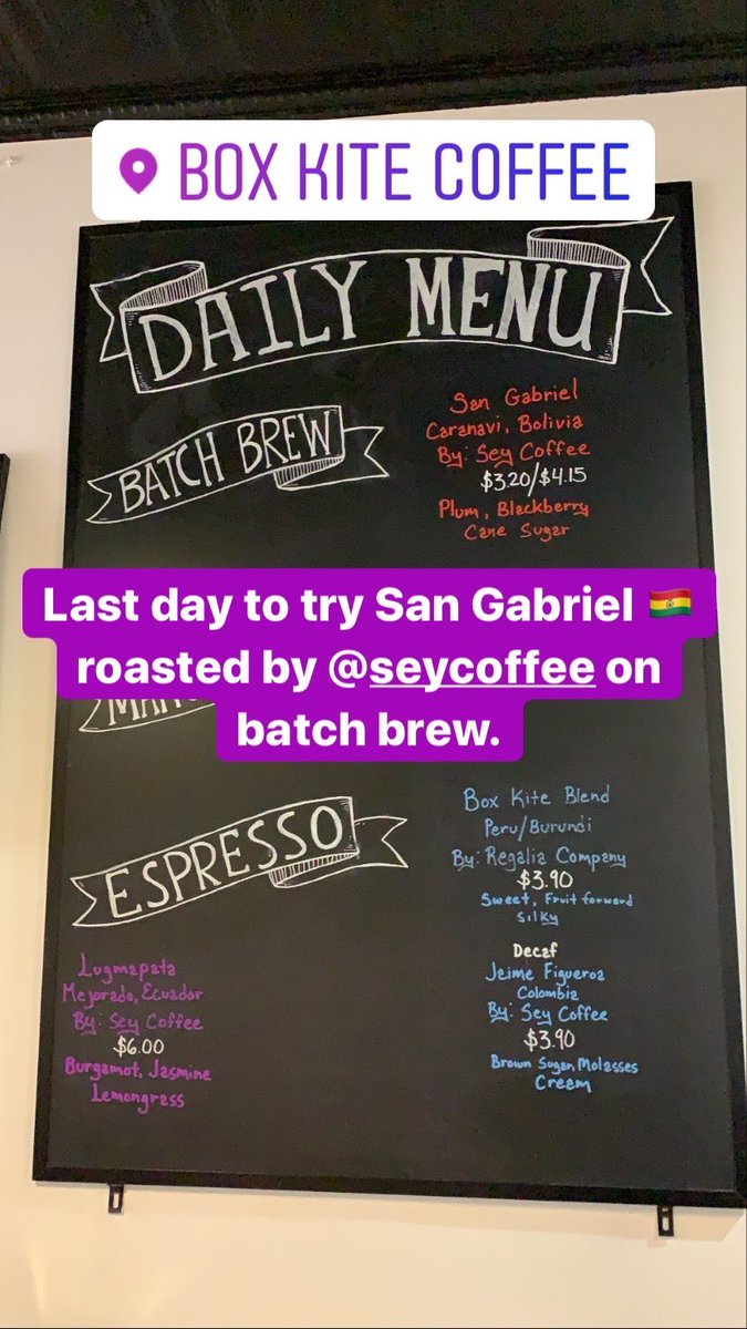 Last day to try San Gabriel 🇧🇴 toasted by <a href="/seycoffee/">SEY COFFEE</a> on batch brew.
