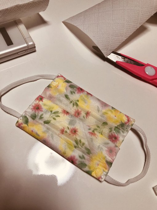 ペーパーナプキンとモールで使い捨て紙マスクつくったよ(&cap;*&acute;ｘ｀*&cap;) https://t.co/pMoz0iLByn