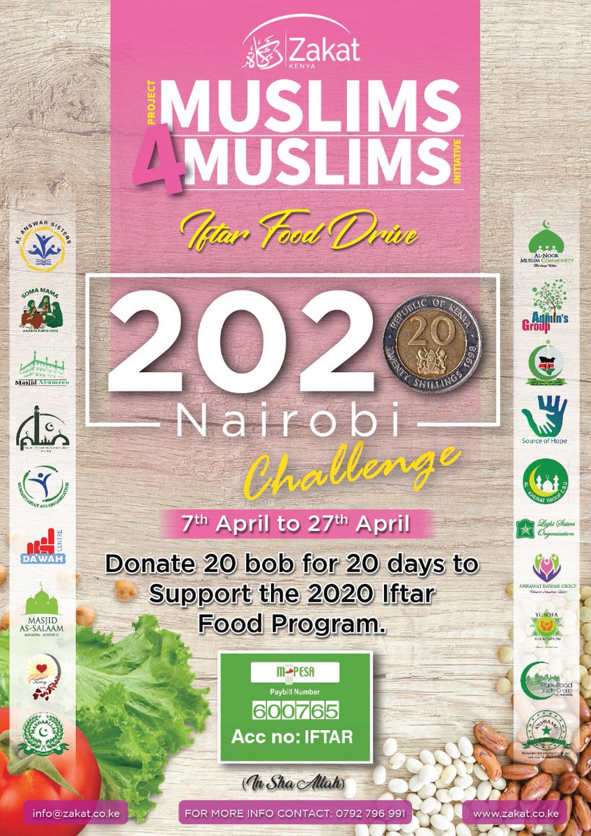 YusofaF's tweet photo. 20-20 Challenge Ramadhan is around the corner and with the COVID-19 pandemic, times are harder than usual,We ask every able person to embrace the 20 bob a day for 20 days fundraising challange for the iftar program. https://t.co/VIUDNYxUCA