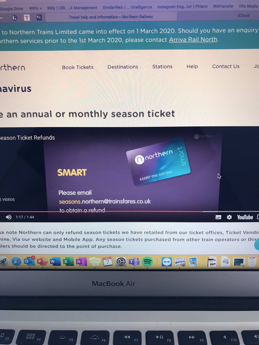 GramesJ's tweet photo. @northernassist This is what your website says right now. Emailed the seasons address on 23.03 told I would get a response in 7 working days. This response came today. Called the number they told me to email enquires@northernrailway.co.uk and wait another 56 days! https://t.co/YQWyYn6c1B