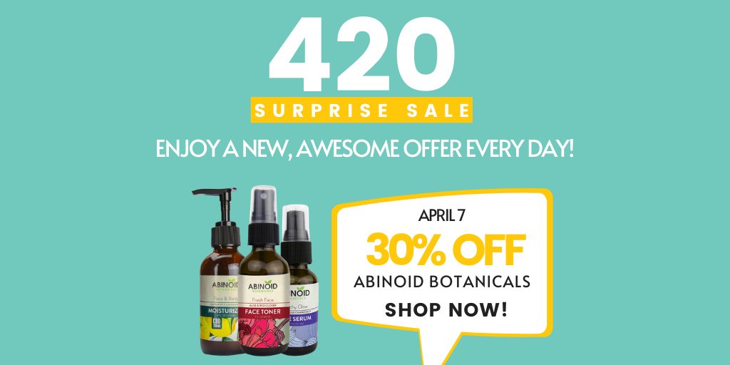 4/20 Surprise Sale! Enjoy an additional 30% OFF on all Abinoid Botanical's products today🍃🌻

Shop now!
soo.nr/NcIg

#HealthyHempOil #CBDempowered #cbd #420