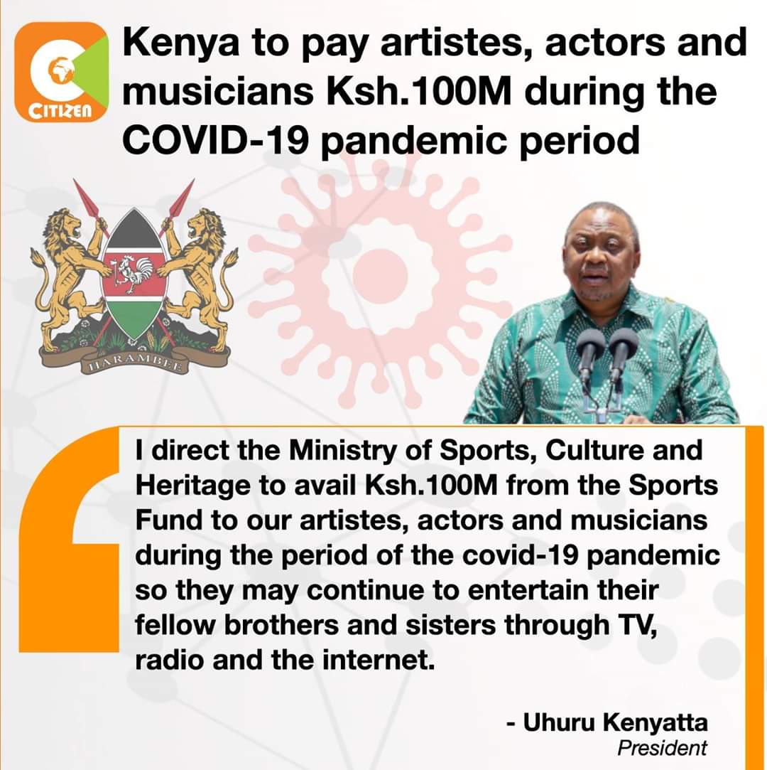 We dont need entertainment now. We need the government to address #coronaviruske for kenyans to go back to work.#vijanaKE tumechoka