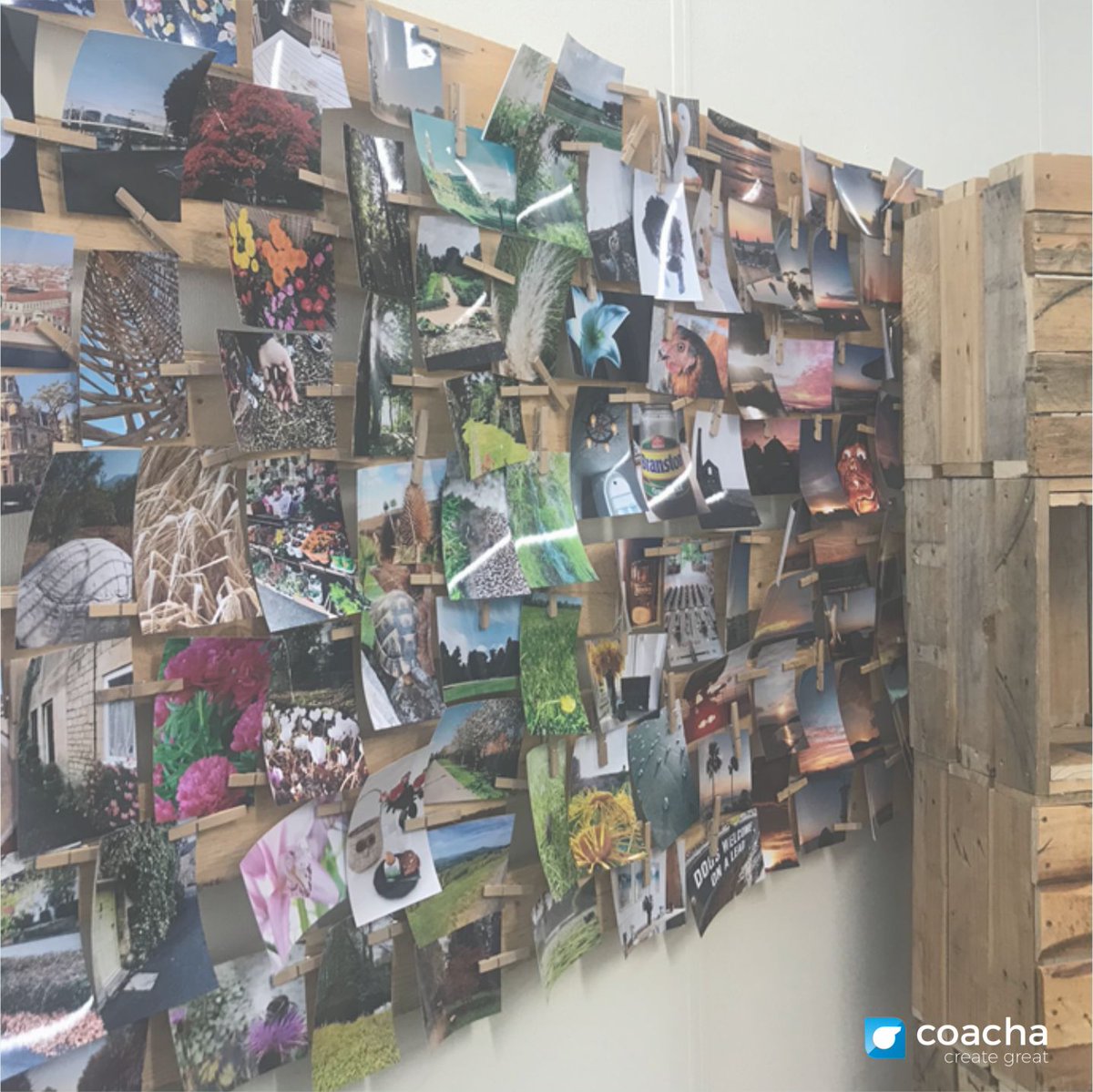 CoachaSoftware's tweet image. Sneak peak 👀 Coacha HQ is made up of lots of cool features including this picture board which is full of images of our team's adventures. 💪