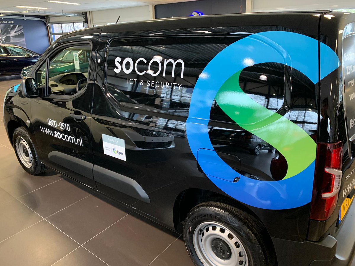 Autobeletterd's tweet photo. De nieuwe #Peugeot #Partner van ICT Dienstverlener #Socom uit Den Haag is recent door ons van een in het oog springende belettering voorzien. Wilt u uw wagenpark ook laten opvallen? Kijk op https://t.co/wfpa3war1z voor de mogelijkheden https://t.co/qbhpXCpc7K