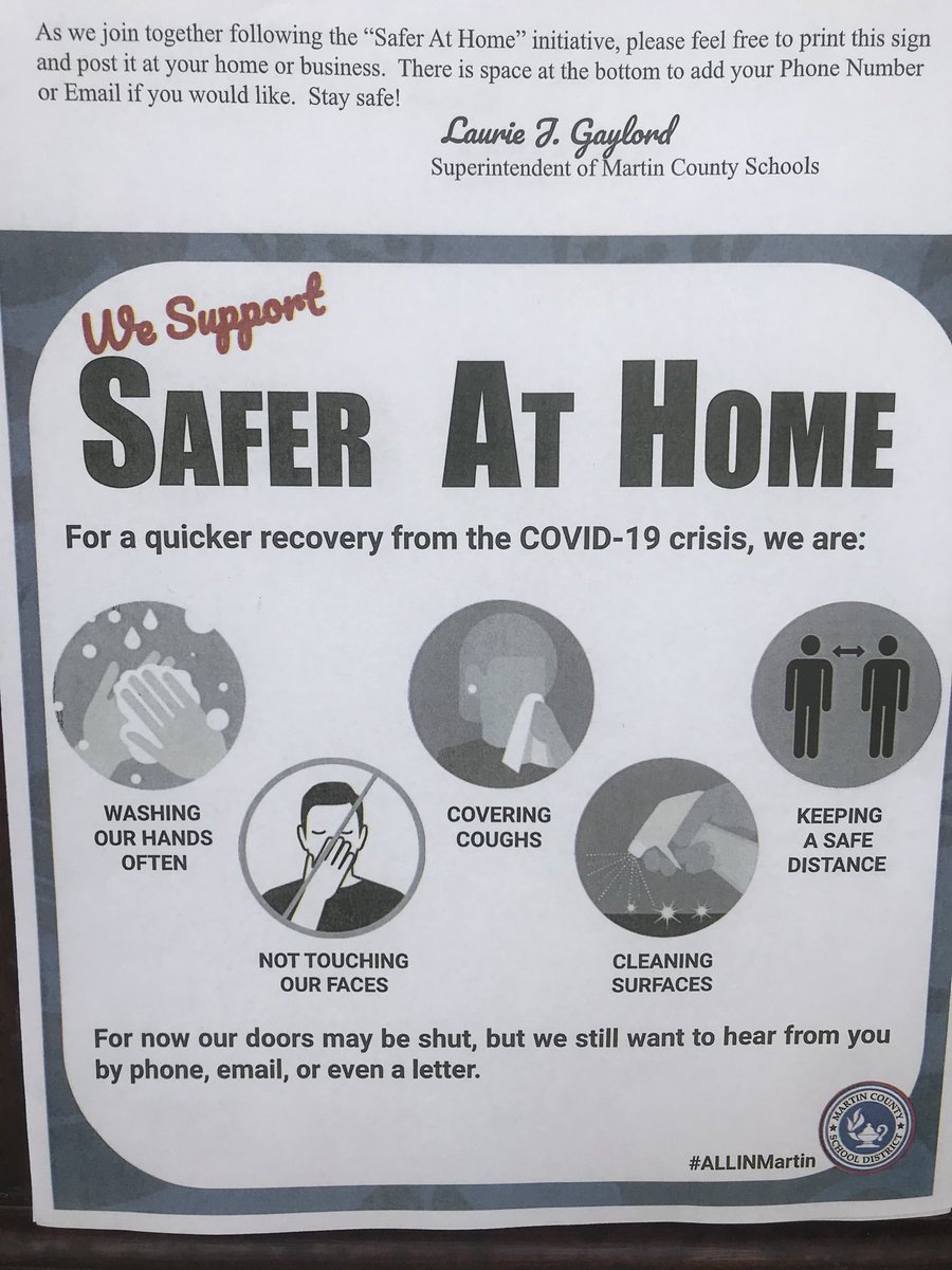 SAFER AT HOME initiative! Let’s kick COVID19 to the curb! #MCSDStrong #ALLINMartin
