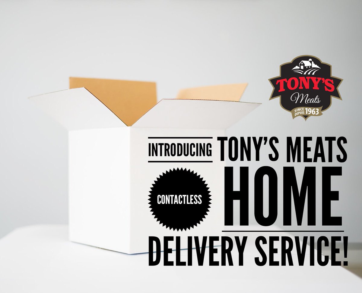 Introducing TONY’S MEATS &amp; “The Original”™️Mr. Donair- CONTACTLESS HOME DELIVERY SERVICE For a limited time, we are pleased to offer customers a $100.00 TONY’S MEATS FREEZER BOX delivered straight to your door. At this time we will offer delivery within Antigonish and Pictou Co.