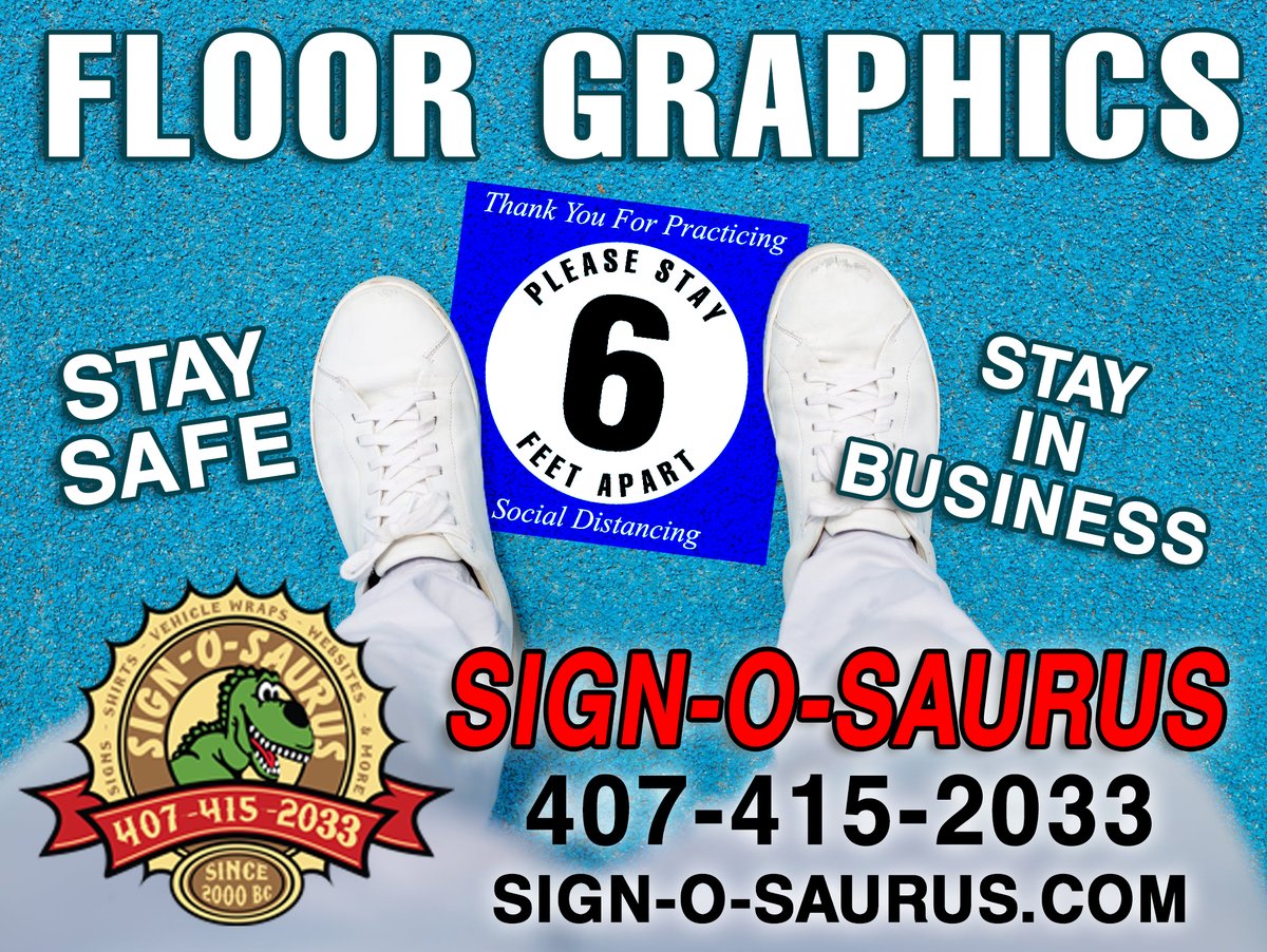 signosaurus1's tweet photo. Get your Social Distancing floor decals today. We will make customize them to better fit your business. Call us today. 
#StaySafe #StayInBusiness #SocialDistancing #CustomDecals #FloorDecals https://t.co/mZwf3HM7NP