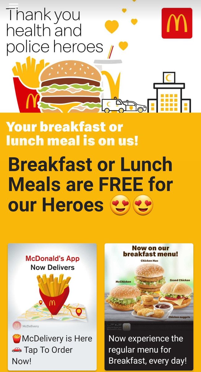 To show appreciation, been running a crazy offer of "Free McDonald's meal for Health Sector staff" when they come thru with the McDonald's App. It went viral and Hundreds and Thousands showed up to get it as we ran it for one week  Some pics.  #McDEmployee   #COVID19  #McD  
