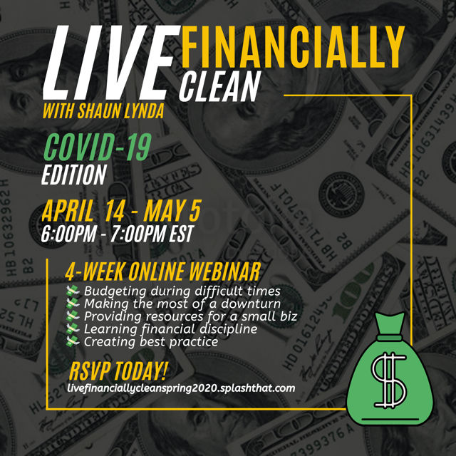 FinancialClean's tweet photo. As promised, we are launching our 4-week webinar series, Live Financially CLEAN, focused around the current pandemic situation. Sign up here at https://t.co/jo93I43Scv https://t.co/cMJZKUqsuS