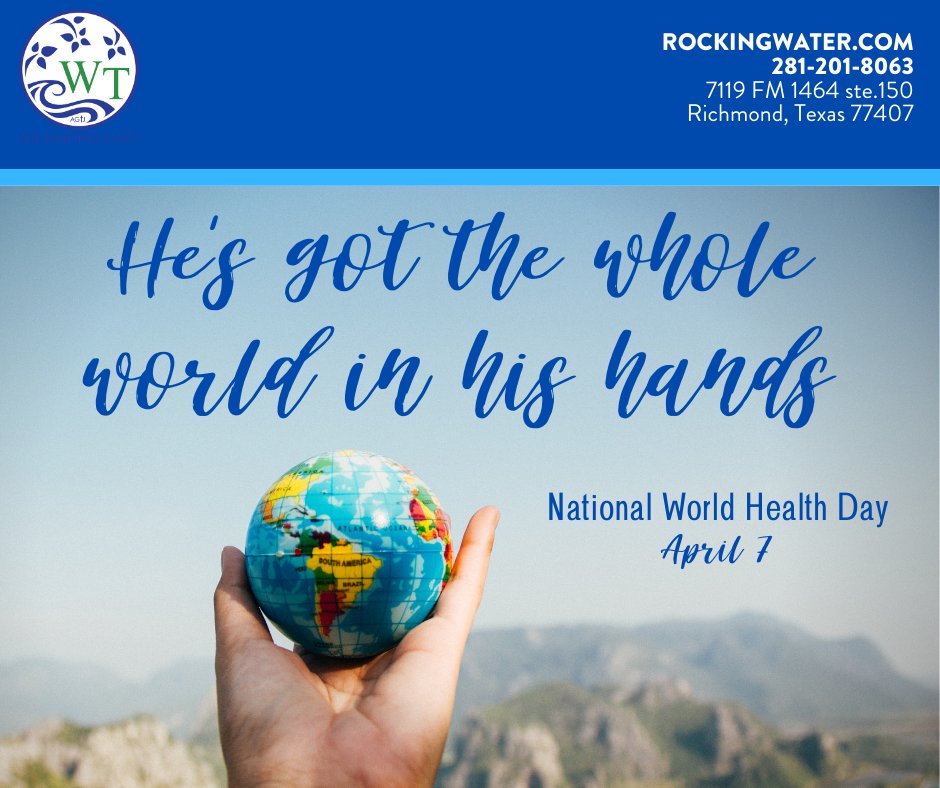 EastWatertree's tweet photo. This year we are very aware of the importance of our health around the globe. Pray for each other. Do what you can.

📞 281-201-8063⁠
🖥️ https://t.co/ZgbXM162qH⁠⁠
⁠
#NationalWorldHealthDay #GlobalHealth #MakeADifference #RockingWater #WaterTree #WaterTreeRE #RichmondTX https://t.co/Sc9LVnT4G3