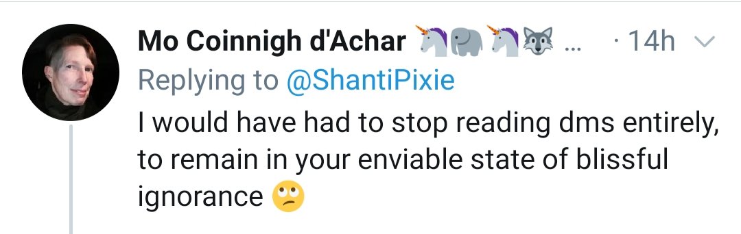 You would prefer not to have been told the truth, about how your friends are spreading slanderous lies & blackmailing an antifascist activist? Wow. As you said Mo, "Boo hoo".