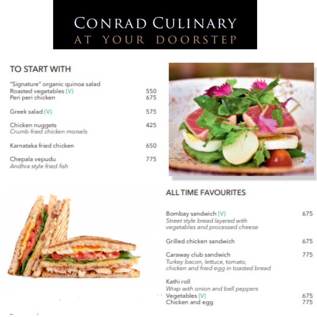 BengaluruConrad's tweet photo. In the times of Social Distancing, we are bringing the Conrad magic to your home.

To order, call on 080 – 2214 4444 or +91 88844 00194

#ConradBengaluru #ConradCulinaryatyourDoorstep #StayInspired #StaySafe #Bengaluru https://t.co/mGzAVeWRwX