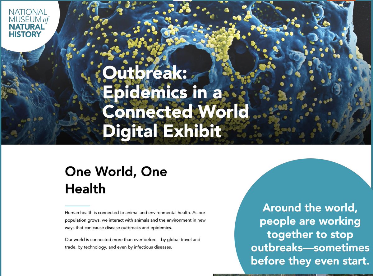 NMNH's tweet photo. Our exhibition #Outbreak: Epidemics in a Connected World is now available online. The page offers some #SmithsonianEdu context for the current pandemic we are confronting. https://t.co/0awvDJEnFI https://t.co/3b40VMQ0Fa