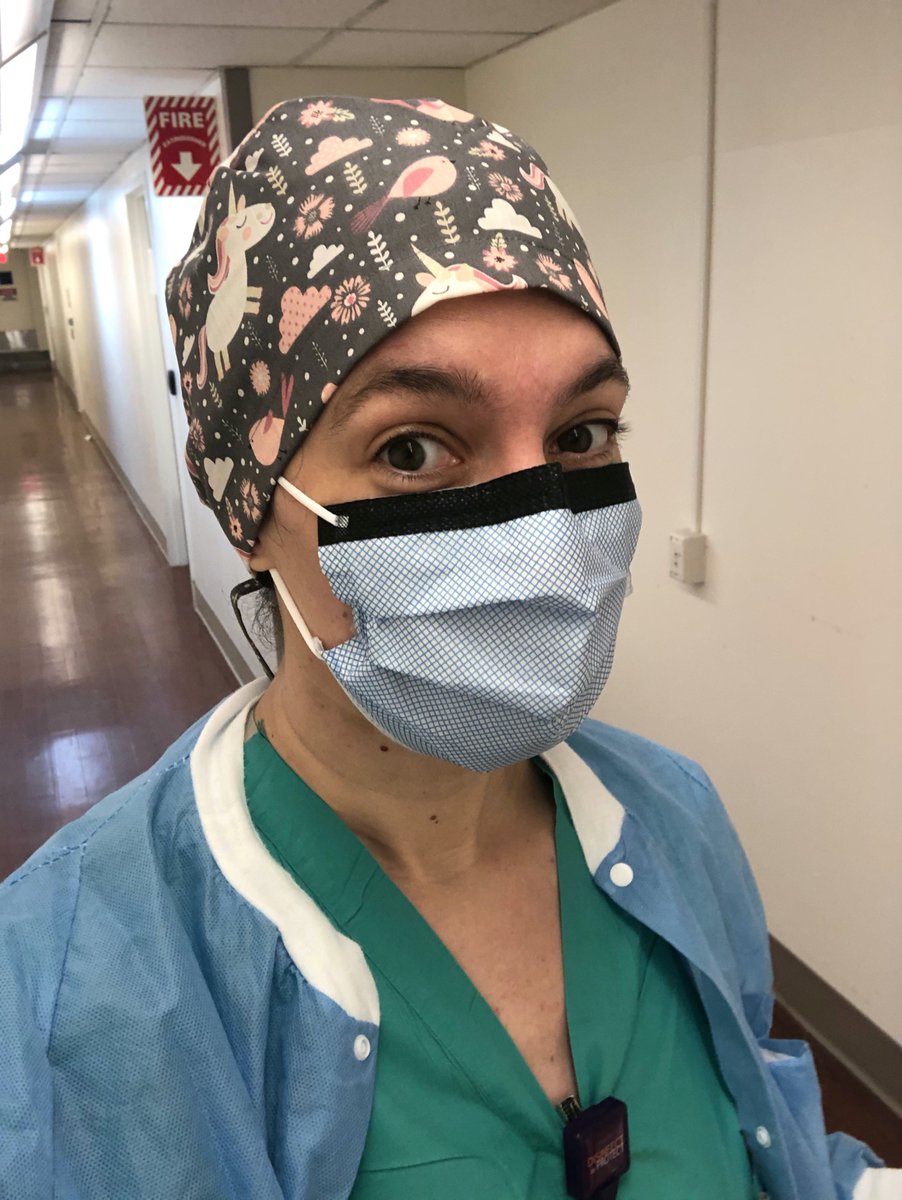 My amazing partner Angie is a nurse in an NYC hospital, caring for Covid-19 patients. This is her wearing just the first layer of PPE she puts on for a 12 hour shift. The work is, of course, very very difficult right now. For safety's sake, (1/3)
