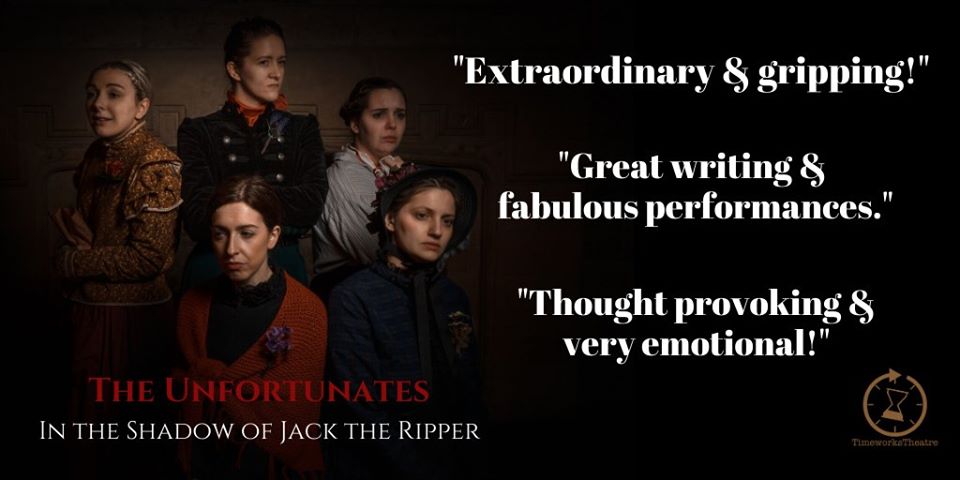 TimeworksNE's tweet image. Did you see The Unfortunates? 🎭Looking at the lives of the 5 women murdered by Jack the Ripper, we brought them out from under his shadow.  
The feedback blew us away! So if you think we're worth a mention, why not nominate us for the N E Culture Awards! 
bit.ly/2Xi1qve