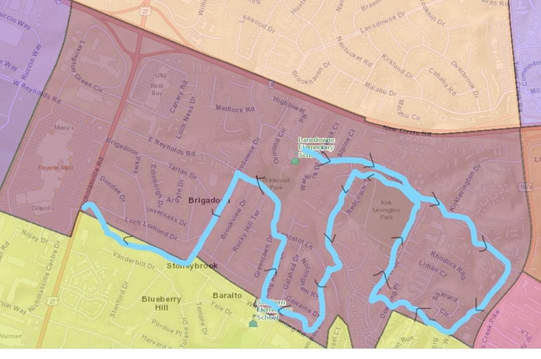LansdowneElemKy's tweet photo. Teacher parade tomorrow 4/8 at 3. Draft route. https://t.co/Xf4ANgt1aa