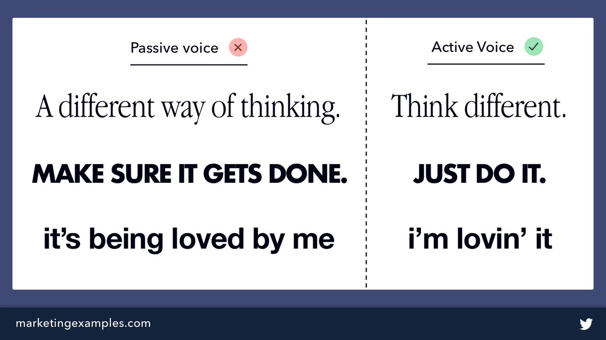 Active voice > Passive voice