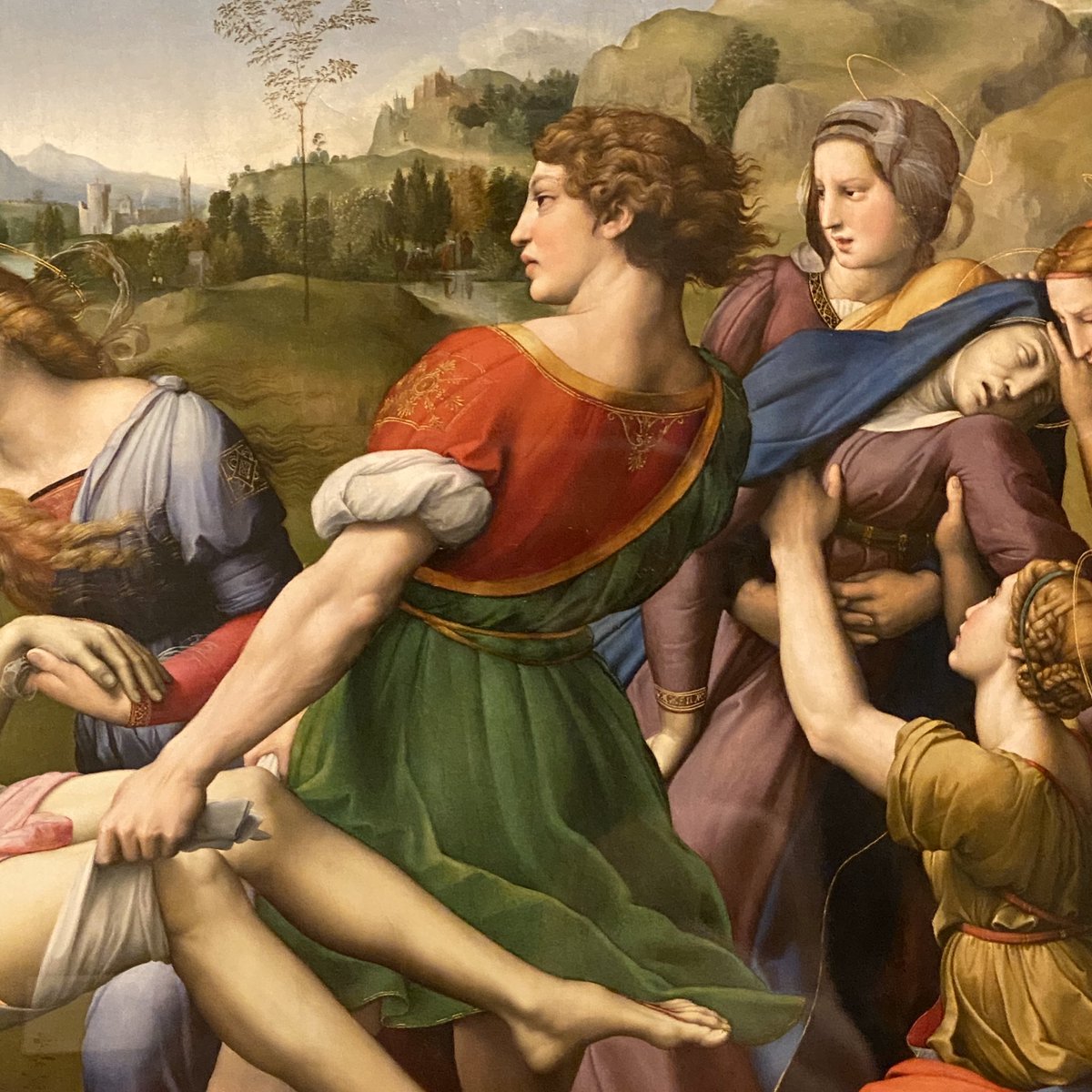 understandrome's tweet photo. The Deposition from Baglioni altarpiece painted for San Francesco al Prato at Perugia, 1507. Stolen to order by Scipione Borghese a century later, the original was replaced with a copy by Cavaliere d’Arpino. Photo: 5 March at Borghese, soon before it was to be rehung #Raphael500 https://t.co/UGh35MsTZr