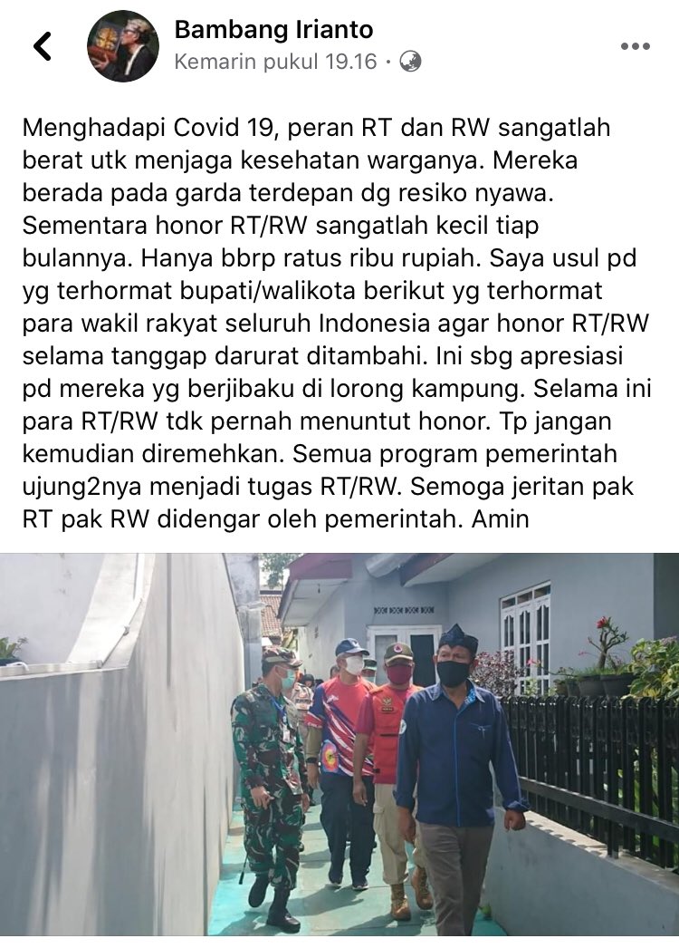 Semangat Pak RT dan Pak RW di seluruh Indonesia.... #melawancorona