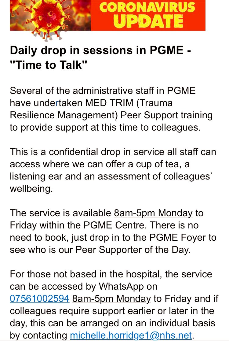 #TRFTProud that our Time to Talk drop in sessions are live 👍🏻 with trained MED-TRIM practitioners for all colleagues across <a href="/RotherhamNHS_FT/">The Rotherham NHS FT</a> <a href="/RFTeducation/">RFT Education 💙</a> <a href="/TRFTCEO/">Richard Jenkins</a> with thanks to <a href="/DNA_Definitive/">DNA Definitive™</a> <a href="/theandymccann/">Andy McCann</a> #CaringForOurCarers #SafeAndSound