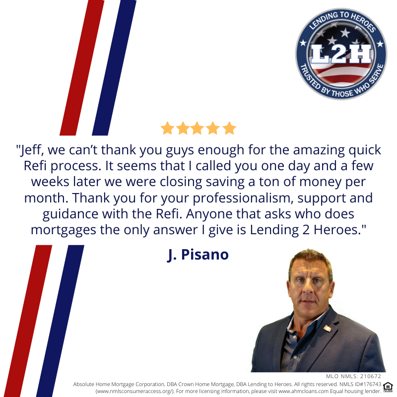 #TESTIMONIALTUESDAY is one of our favorite days of the week, we LOVE hearing from our Heroes. We love what we do, saving people money! Call today or apply online! 855-MTG-HERO LendingtoHeroes.com