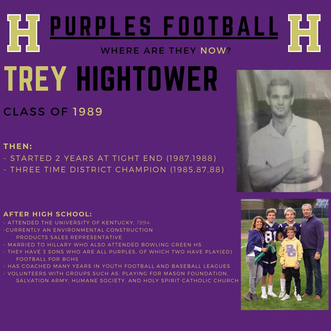 PurplesFootball's tweet photo. For today's "Where are they now?" we spoke with @BGHSPurplesNews  1989 graduate Trey Hightower. @nrh3  @BGISD @BGHSPurplesNews @bghs1989 https://t.co/5ix5zI1gsb