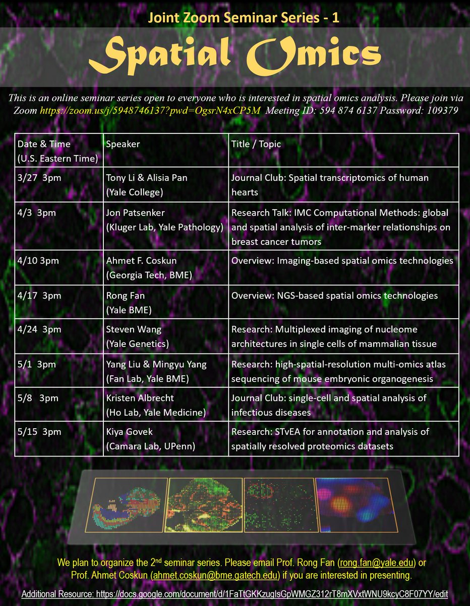 Rong Fan Spatial Omics Zoom Seminar Series 1 For Anyone Who Is Interested In This Super Fast Paced New Field Or Just Wanna Be Distracted A Bit From Covid