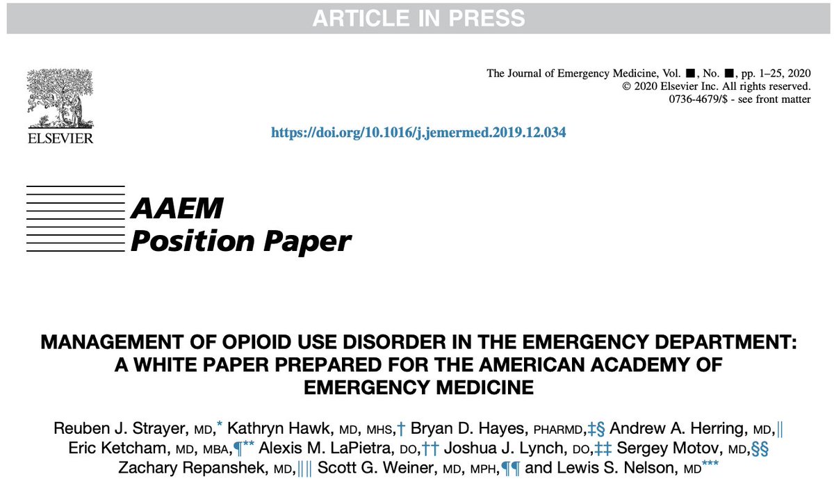 Bryan D Hayes PharmD (@pharmertoxguy) on Twitter photo In non #COVID19 news, our white paper on Management of Opioid Use Disorder in the ED is now in print bit.ly/3e2t5pW
A monumental effort led by <a href="/emupdates/">reuben strayer</a>
Open-access version here: bit.ly/2JS4bet In non #COVID19 news, our white paper on Management of Opioid Use Disorder in the ED is now in print bit.ly/3e2t5pW
A monumental effort led by <a href="/emupdates/">reuben strayer</a>
Open-access version here: bit.ly/2JS4bet