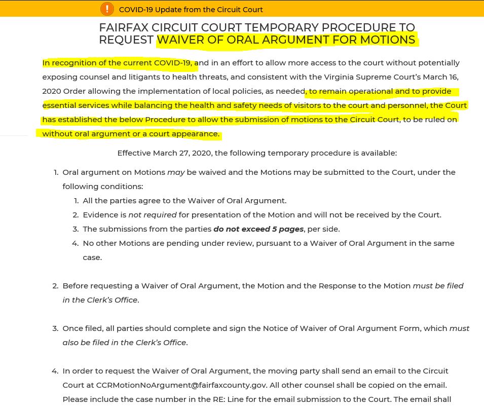 ffxcircuitcourt's tweet photo. Can your case AGREE to WAIVE Oral Argument on short Motions?  You all may be eligible for the Court's "On the Papers" WAIVER of Oral Argument Process, so you can GET BEFORE a JUDGE, WITHOUT COMING to the COURTHOUSE. https://t.co/aj50kymnpY https://t.co/C97jjgfi6v