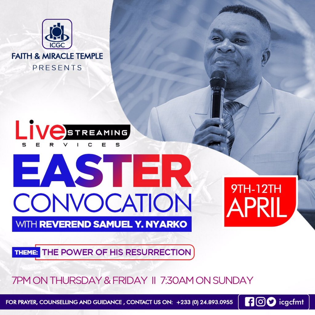 icgcfmt's tweet photo. Christ died for the church(You and I) at a time when there was no special buildings for Christian activities.
Even on lockdown, join us as we celebrate the Power of His Resurrection...

#ThePowerOfHisResurrection
#EasterConvocation
#OnlineService
#FaithOverFear
#icgcfmt https://t.co/IcS9bCtv8e