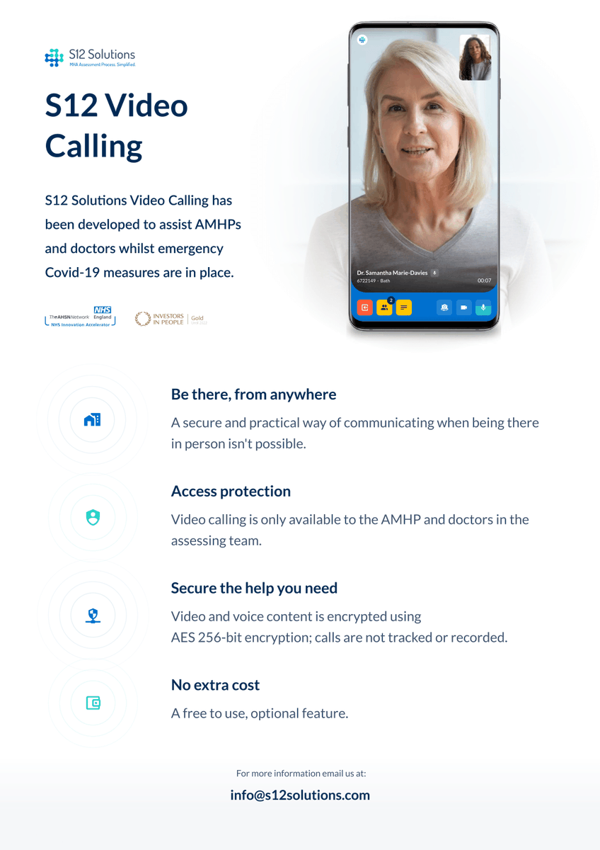 S12 Video Calling was created to support AMHPs and doctors during the #COVID19 crisis. Here are some of its key benefits and features #digitalhealth #innovation #socialcare