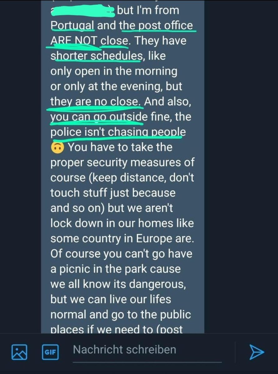 (07.04.2020) messages from PortugalApparently there is no lock down in Portugal. Everyone can go outside as they want with the proper security measures like keeping distance. The post offices are still opened, only with new opening times, and mail service is going as always.+