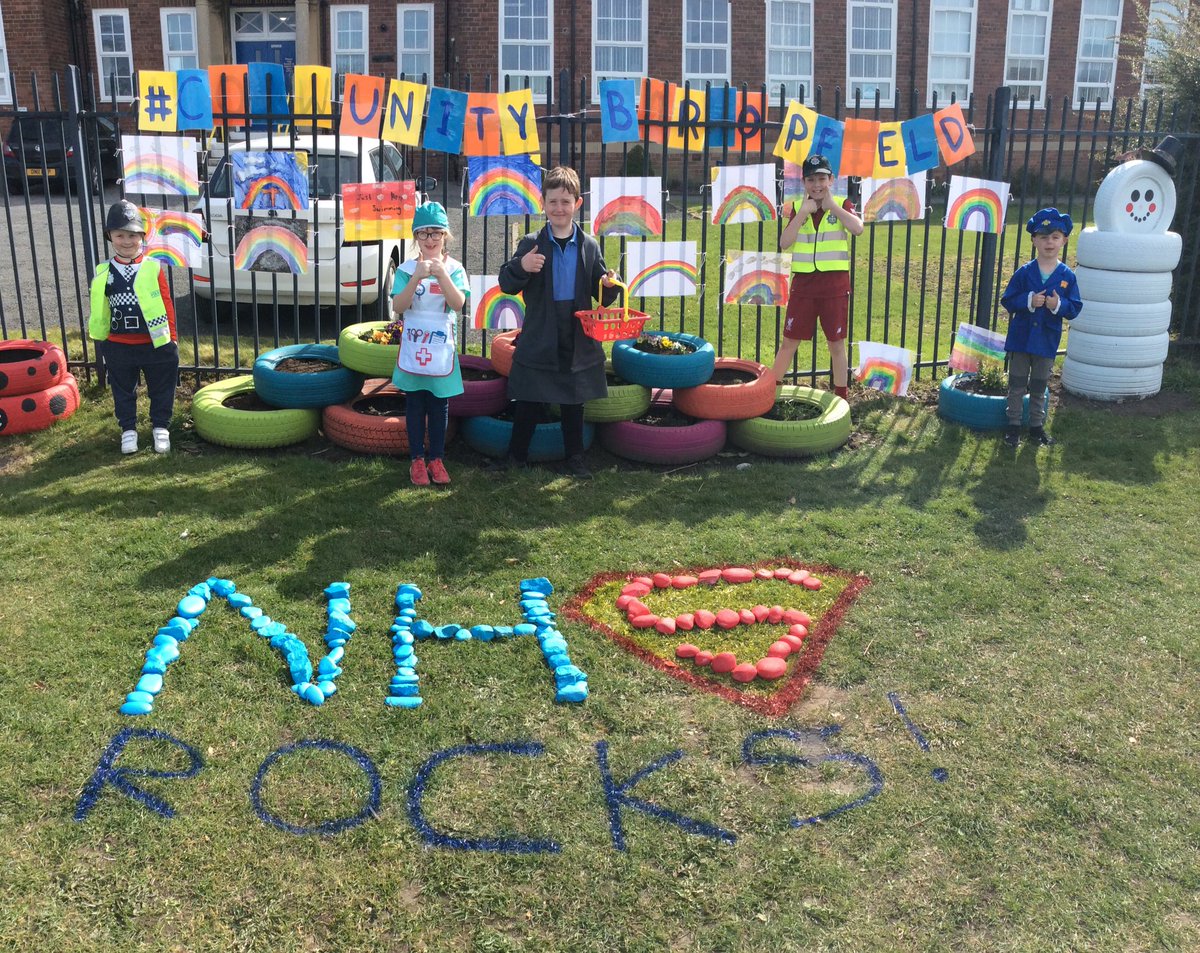 Burnopfield_sch's tweet photo. Tada! Our tribute to all of the amazing staff at the NHS! You rock! 💙 @NHSuk https://t.co/QYJXn5BXZH