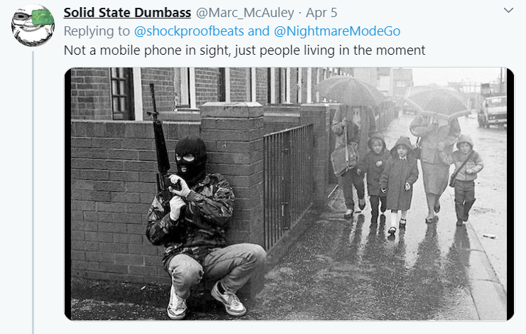 As a result, people in my mentions and throughout the wider web shared similarly “calm” photos from 70s Northern Ireland, rebranded with the stock phrases of those inane “Remember The Good Old Days?” memes. It was very funny.