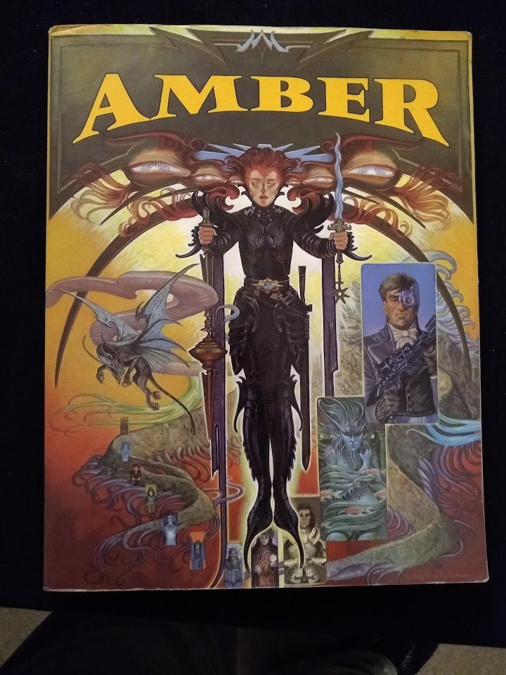 One of the first games I ever bought: Amber Diceless. Based on Roger Zelazny's fantasy series of the same name. This greatly inspired the type of games I enjoy playing.