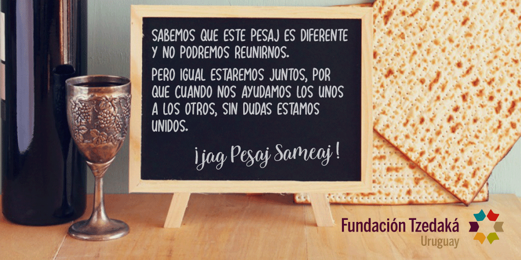 Sin reunirnos pero unidos como siempre, desde la Fundación Tzedaká Uruguay ¡les deseamos a todos un muy feliz Pésaj!