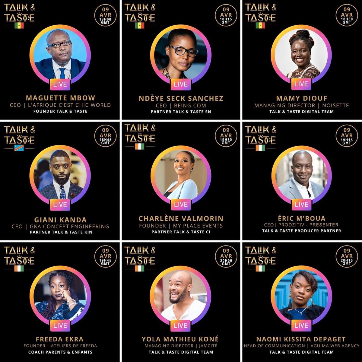 talk_n_taste's tweet photo. ◥  J-2 - #TALK &amp; #TASTE - #LIVE - #IGTV #INSTAGRAM - 9 AVR. ◤ Pour la 1ère fois, les équipes TALK &amp; TASTE (Dakar + Kinshasa + Abidjan) seront réunies au même moment ★ jeudi 9 avril de 18h00 à 20h30 GMT ★ pour un "live" Instagram inédit
📌 Follow us : https://t.co/AFXMNWjcoX https://t.co/7M4l5jDIxP