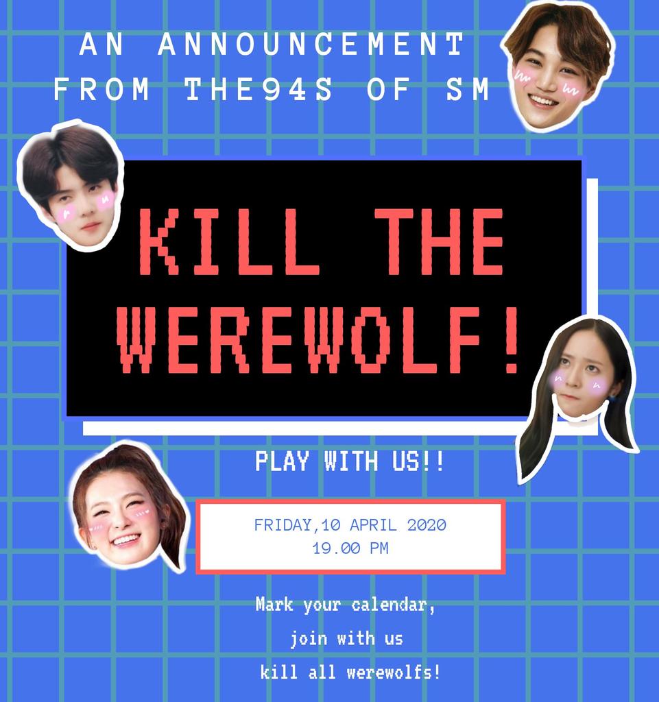kryssemble's tweet photo. ⌌ㅤ
ㅤㅤ
ㅤ⠀        WEREWOLF
          THE JONGINS x THE KRYS x THE HUNS x THE SEULGIES 
         ( THE 94s of SM )

If you wish to play a part in the game, do retweet the attached tweet down below!

Note: Only for our member.

⠀    ⠀⠀⠀⠀⠀               ⠀⠀⠀⠀⠀⠀⠀⌏ https://t.co/Pp1WsCYcNr