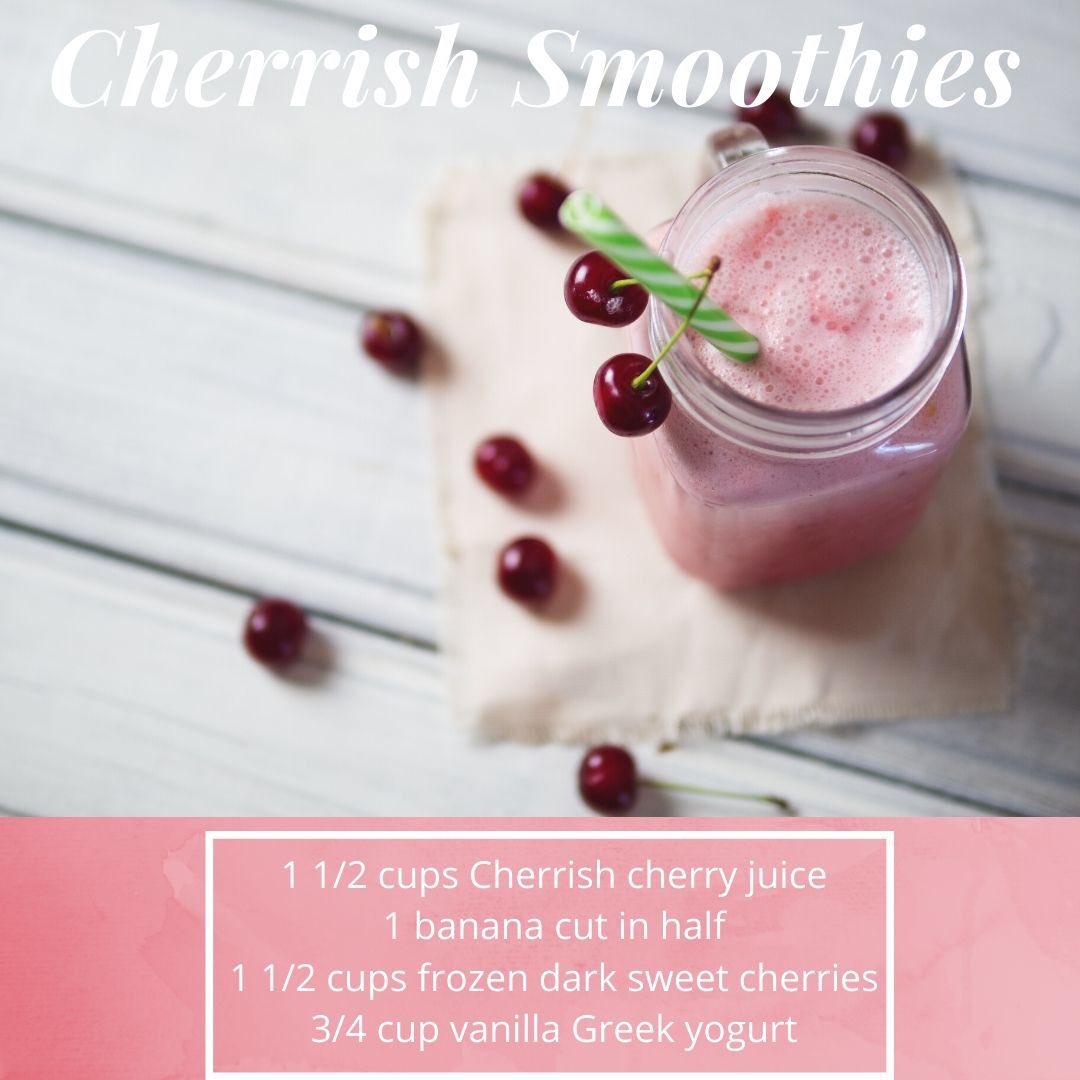 UofLNutrition's tweet photo. Simple yet delicious smoothie recipes using @CherrishHealth 
Just a few benefits include....⁣
1. Anti-Inflammatory/Muscle recovery
3. Offer immune system support⁣
4. Can help with sleep patterns with its naturally occurring melatonin⁣
Cherry juice for the win! #cherrish https://t.co/ttAXNyCTGR