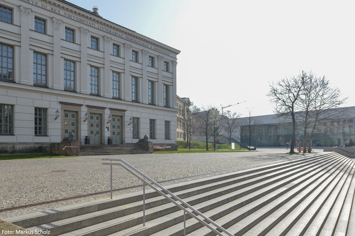 UniHalle's tweet image. Vermisst ihr auch schon ein bisschen das Sonnenbad auf der Freitreppe vor dem Löwengebäude? ☀ Wir können euch zwar nicht physisch dorthin bringen, aber euch zumindest ein Gefühl davon geben. #emptycampus #vorhernachher